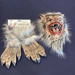 Halloween Werewolf Mask and Gloves NWT